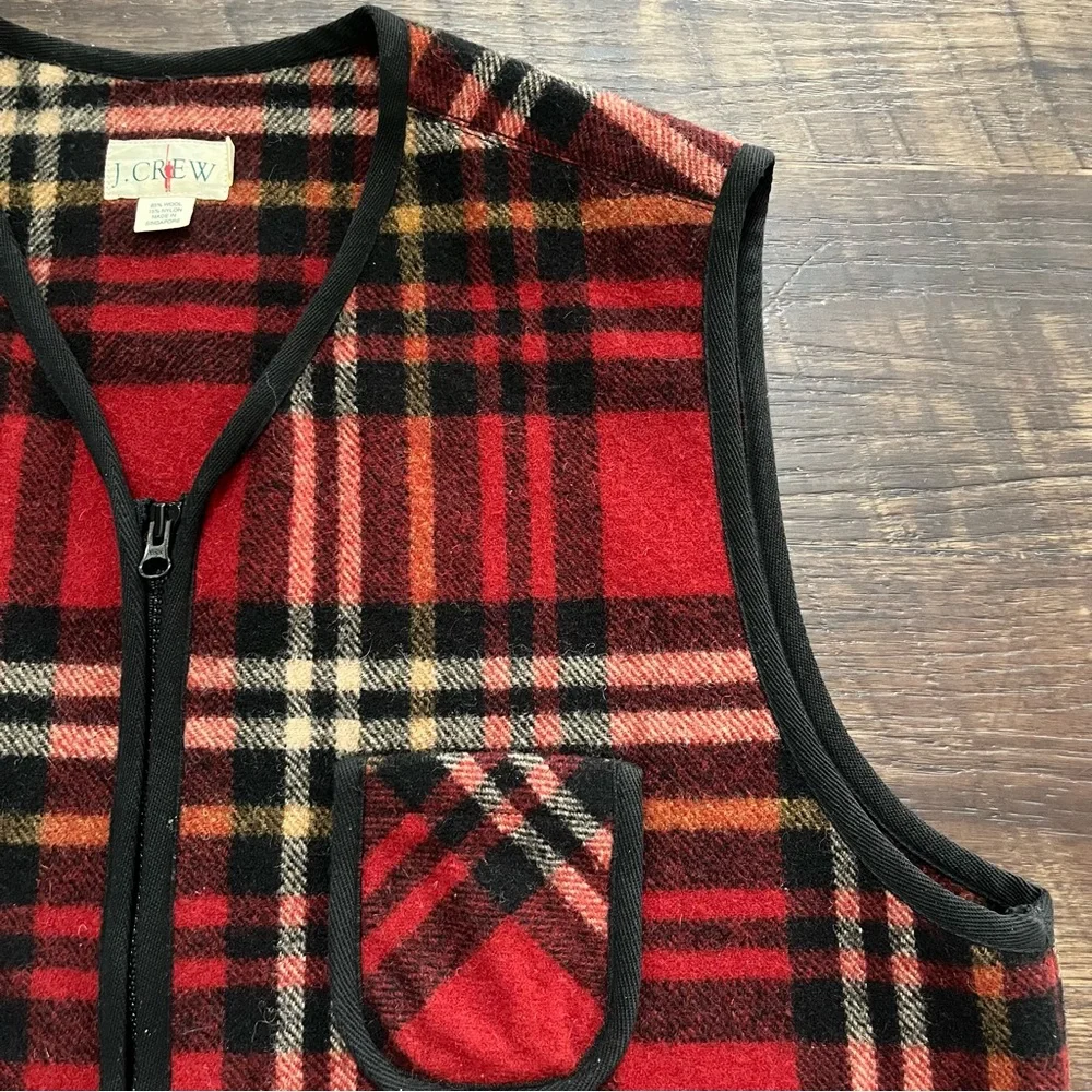 J. Crew oarsman wool blend red plaid pockets outdoor vest gorpcore large tall